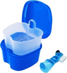 Elegant Dark Blue Travel Mouthguard Cleaning Case with Detachable Drain Basket