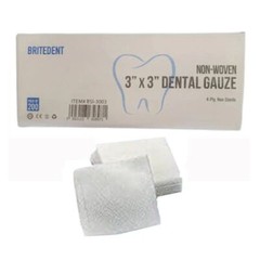 BriteDent 3″ x 3″ 4-Ply Non-Woven Sponges, 20 Cases, 200/Box