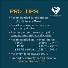 Diamondback Nozzles – MK8 Compatible – Polycrystalline Solid Diamond 0.4mm
