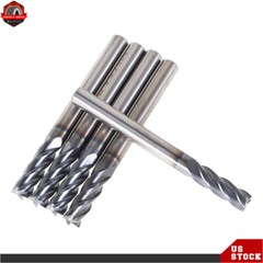 5 Pcs 3/16″ 4 Flute 2″ Overall Length Regular Carbide End Mill – TiALN COATED US
