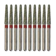 Dental Diamond Burs Round End Taper 850/016F Fine Grit Red FG High Speed 10pcs