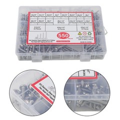 550Pcs 304 Stainless Steel Wood Screws Assortment Kit Phillips #4 #6 #8 #10 #12