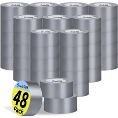 48 Pack Silver Duct Tape Heavy Duty Bulk, 2 2 in x 30 Yards-48 Rolls,