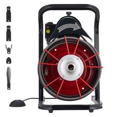 Uimoso Drain Cleaning Machine with 75FT x 1/2 In Cable and 4 Cutter Attachments