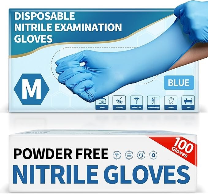 Medguy Blue Nitrile Exam Gloves – 100 Pcs – Powder-Free, Latex-Free, Medical