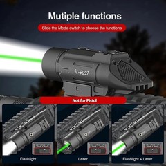 Solofish 1500lm Slidable Tactical Flashlight with Green Laser Light Combo