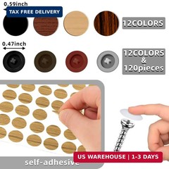 1152 Pcs Self-Adhesive Screw Hole Stickers and 120 Pcs Screw Cap Covers, 15 mm W