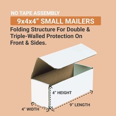 BOX USA Shipping Boxes Small 9″L x 4″W x 4″H 50-Pack – 9x4x4, Oyster White