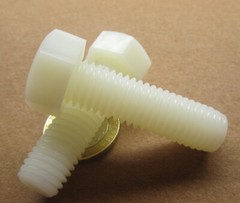 Tap Bolt, FT, Nylon, Metric, Natural M12x 1.75 x 40 mm Length, 10 pc