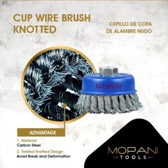 4 Inch Wheel Cup Brush (4″ Twisted/Knotted) For 5/8″-11 Angle Grinders – 6 Pcs