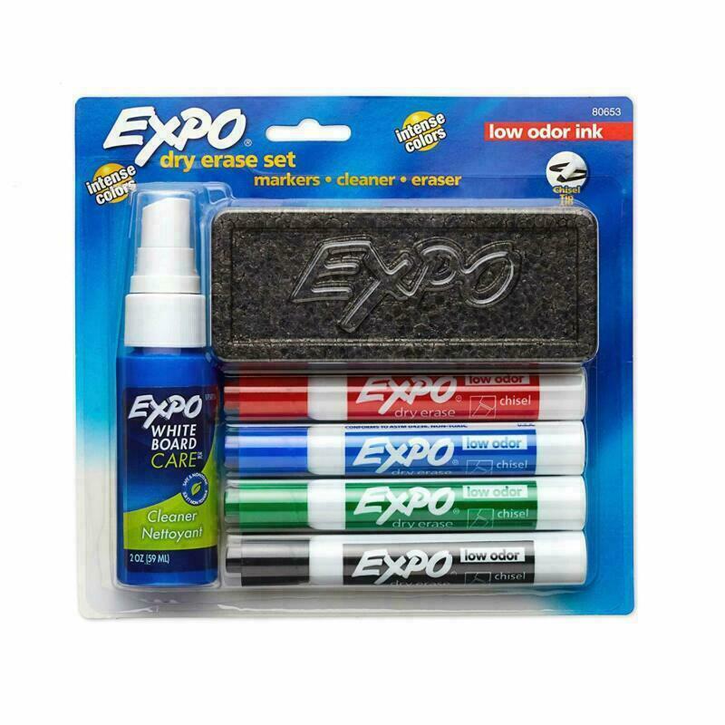 2 Packs of Dry-Erase Starter Kit, Pack Of 4 Markers, Eraser + Spray Cleaner