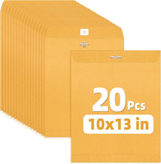 10″x13″ Brown Kraft Envelopes with Clasp Closure, 20 Count