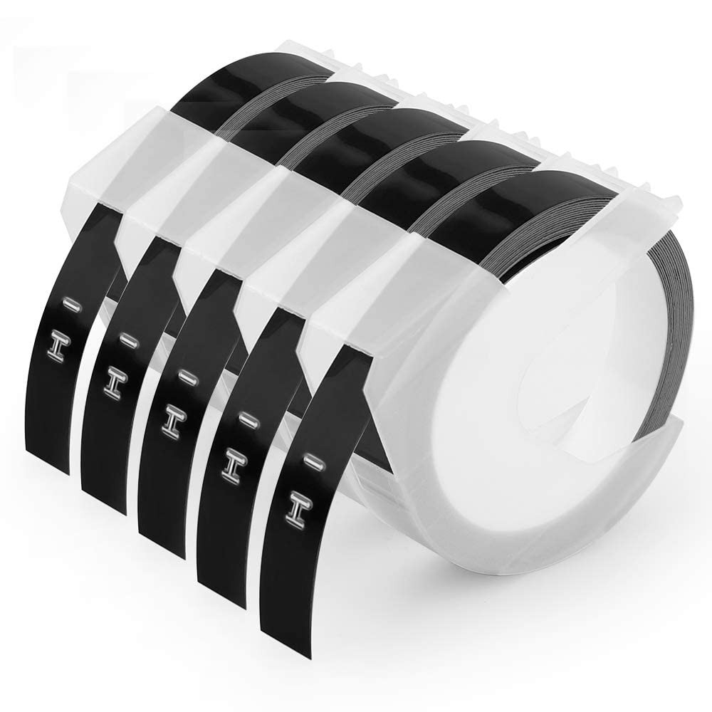 Oozmas Replacement for Dymo Embossing Label Tape 3/8 9mm(3/8 Inch), Black