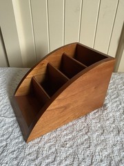 VTG Levenger Wood 3 Slot Desk Organizer Storage Box Office Supplies 1980’s