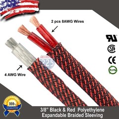 50 FT 3/8″ Black Red Expandable Wire Sleeving Sheathing Braided Loom Tubing US