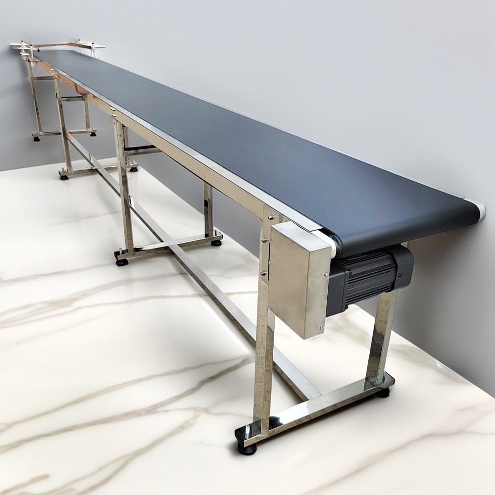 177×15.7in PVC Conveyor Belt System w/Double Guardrail for Packing Shipping
