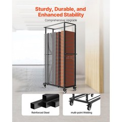 Folding Chair Rack Cart for 60 Chairs of 500LBS Casters/Locking Wheels