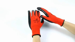 Safety Work Gloves Bulk Nitrile Red Coated Durable, Washable, Reusable Men Women
