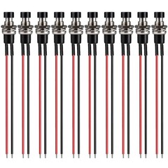 3V-6V-12V-24V-230V/1A 10pcs 7mm Black Prewired Mini Momentary Push Button,SPST