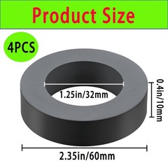 4PCS Large Ferrite Ring Magnet – Grade 10 Big Magnets Heavy Duty, OD60mm x ID32m