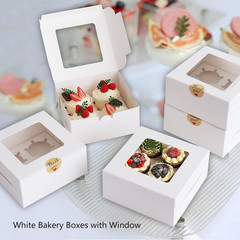 30 Pcs Bakery Boxes with Clear Window, 6.3×6.3×3 Inches, Food Grade Materials, E
