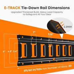 Truckiipa E Track Tie-Down Rail Kit, 8 Pack 5’ E-Track Rails with 18PCS E-