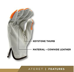ATERET 12 Pairs Hi Vis Heavy Duty Durable Cowhigh Leather Work Gloves