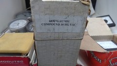 BOX OF USED AND NEW GAUGES AND METERS OF VARIOUS VALUES ALSO COMPOUND GAUGES