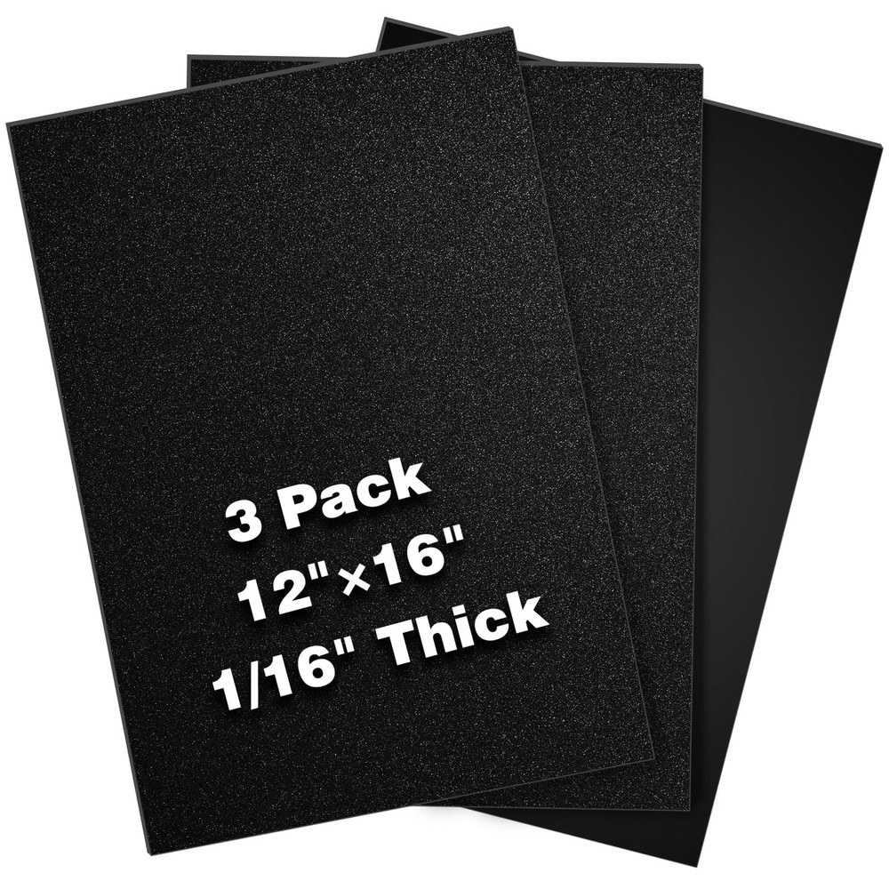 3 Pack Black ABS Plastic Sheet 12x16x1/16 Inch Moldable Craft Board