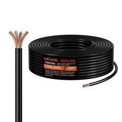VEVOR 4 AWG THHN Wire 19-Stranded Black Copper Building Wire Nylon Jacket 175 ft