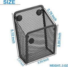 Magnetic Pencil Holder,Mesh Stainless Steel Pen 1 Basket, 1 Pack Black