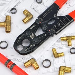 iCrimp 1/2 and 3/4-inch Combo Pex Pipe Crimping Tool for Copper Ring with Gau…