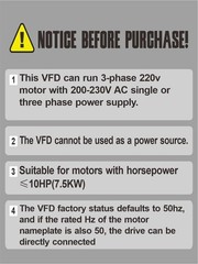 Variable Frequency Drive VFD Vector Single to 3 Phase Converter, 220VAC