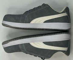 Puma Safety Icon Suede Low Gray & White Steel Toe Oil Resistant Sneaker Size 7.5