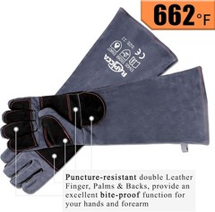 Durable 22in Leather Animal Handling Gloves – Puncture & Bite Resistant