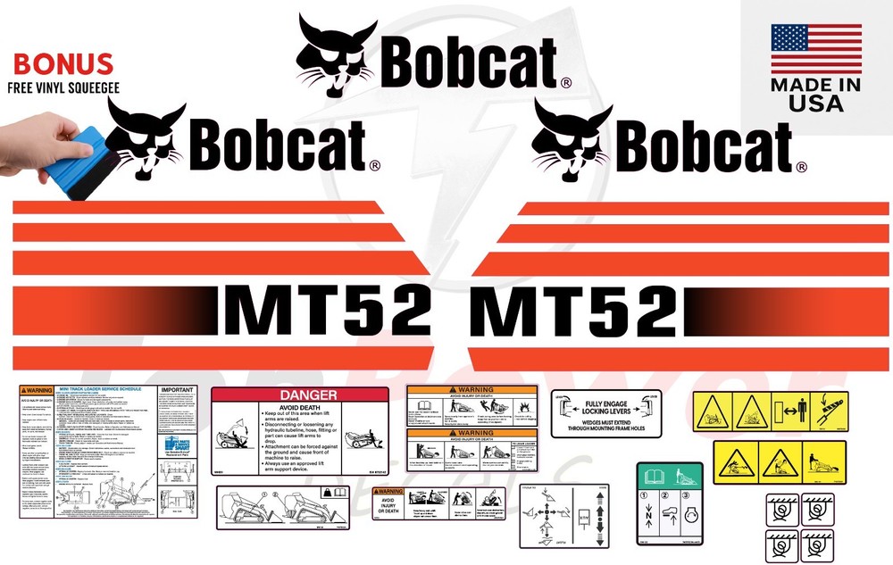 Fits Bobcat MT52 Decal Kit Skid Steer / safety decals 3M VINYL / FREE SHIPPING