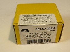 HOLO-KROME 8-32 X 3/8″ SOCKET HEAD CAP SCREW ROHS ZINC PLATE ZP1C72054*100-PACK*