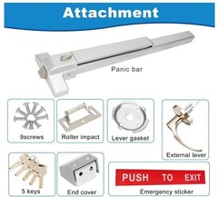 suermany Push Bar Panic Exit Device with Exterior Lever and 5 Keys 27.5″ Long OB