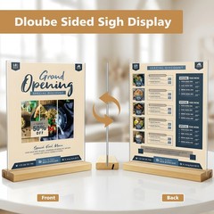 Comix 8.5×11 Acrylic Sign Holder with Wood Base 3 Pack Clear Table Display St…