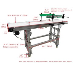 59”x11.8″ Belt Conveyor Transportation Machine Double Fence Load 66-88Lbs 110V