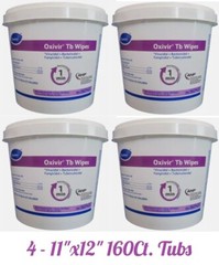 4 Diversey Oxivir Tb LARGE Hospital Wipes 11×12″ (28x30cm) 160 Wipes w/Container