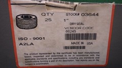 Box of (25) 1″ 3/4 Taper Dryseal Socket Plug Unbrako 03644