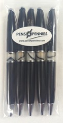 5ct Misprint Premium Executive Metal Pens: HUB PEN Lombardo Marble Trim BLACK