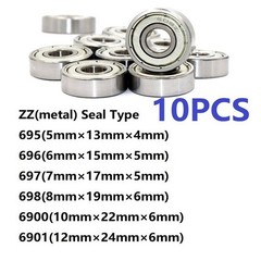 ZZ Metal Deep Groove Bearing 10Pcs Small High-Speed Silent Carbon Steel Bearings