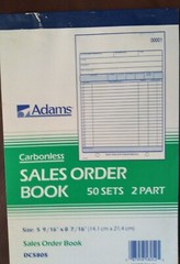 ADAMS CARBONLESS SALES ORDER BOOK 50 SETS 2 PART SIZE 5 9/16″ X 8 7/16 DC5805