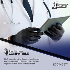 1St Choice Black Nitrile Disposable Exam Gloves 3 Mil, Latex and Powder-Free, F