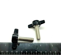 M10 x 35mm Clamping Thumb Screws with Black Tee Wing Butterfly Knob Bolts 2 Pack