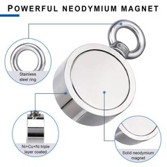 Double Sided Fishing Magnet Kit Pull Force Strong Neodymium+15m Rope+Gloves