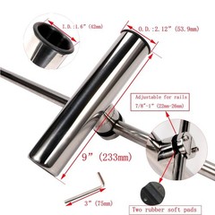 2PCS Stainless Tournament Style Clamp on Fishing Rod Holder for Rails 7/8″ to…