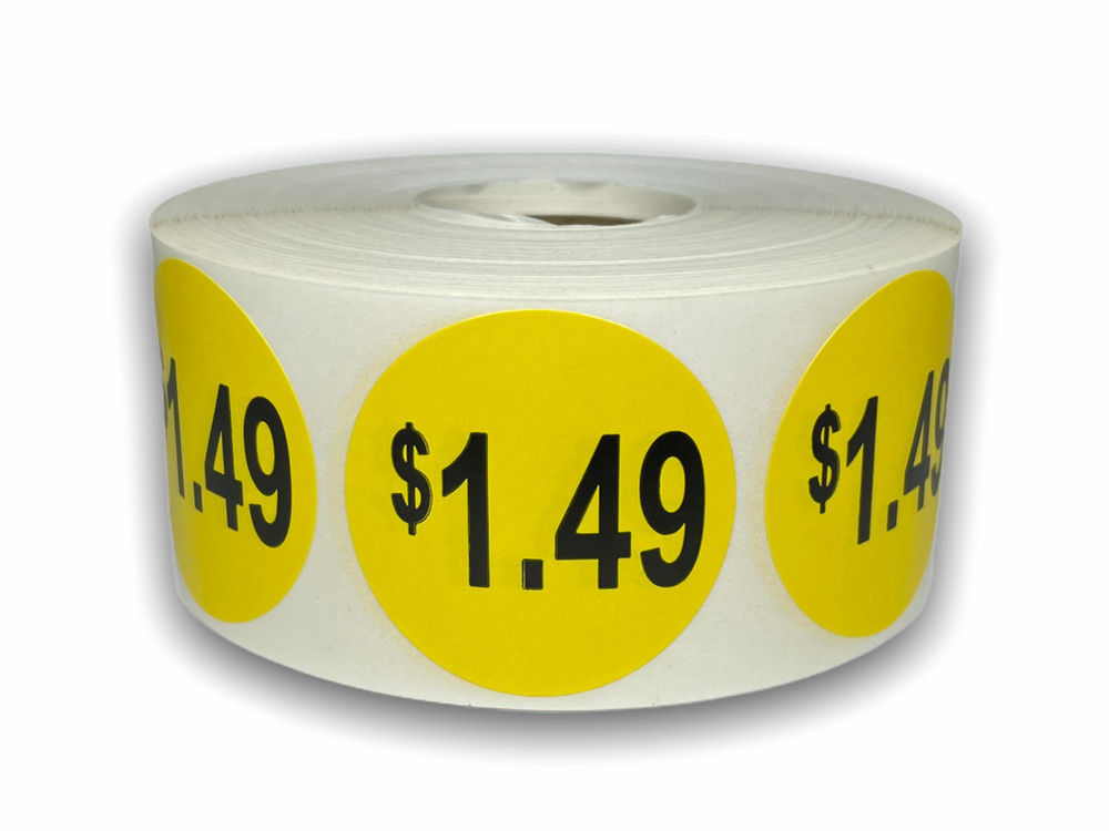 Yellow $1.49 Labels 1.5″ Round Adhesive (1000) Sale Price Supermarket Stickers